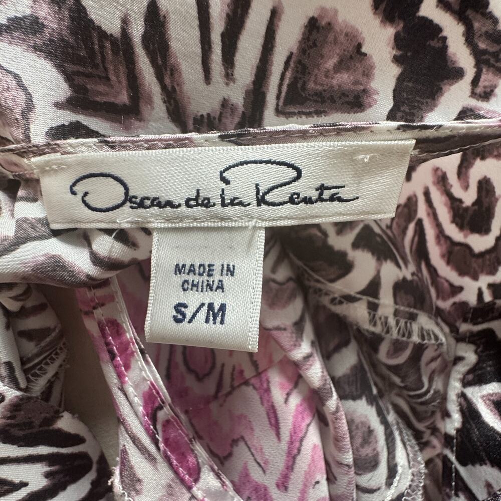 Oscar De La Renta Kimono Kaftan Dress Robe Long Lounge Wear Pink Small/Medium - Picture 9 of 9